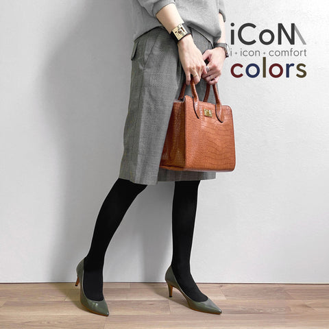 ラストワンBasic Item SALE10%OFF：2024AW：iCoN COLORS：ポインテッドトゥ スムース パンプス（C76533）カーキ/mamian（マミアン）