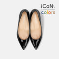 15%OFF：2025SS：iCoN COLORS：ポインテッドトゥ エナメル パンプス（C57171）ブラックE/mamian（マミアン）