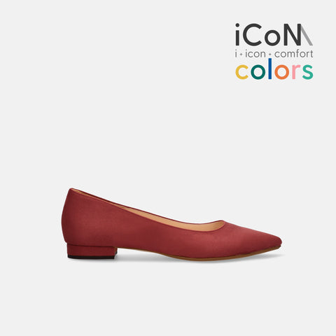 30%OFF：iCoN COLORS：ポインテッドトゥ スエード フラットシューズ（C20142）ボルドーS/mamian（マミアン）