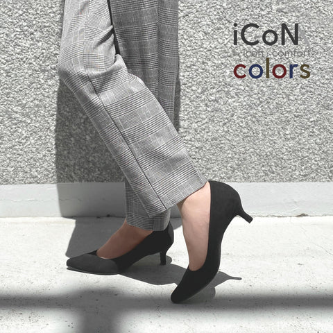 20%OFF：2025AW：iCoN COLORS：ポインテッドトゥ スエード パンプス（C57172）ブラックS/mamian（マミアン）