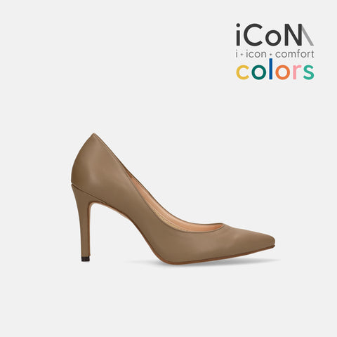 30%OFF：iCoN COLORS：ポインテッドトゥ スムース パンプス（C9043）ダークグレージュ/mamian（マミアン）