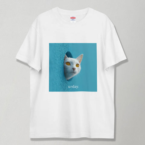 urday【Animal／White Cat／LB】フォトTシャツ（1298002）ホワイト/urday（マミアン）