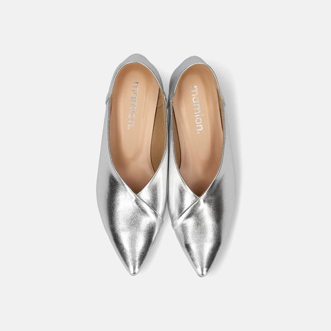 Out of stock 2024SSBI: Pointed toe flat babouche (137) Silver