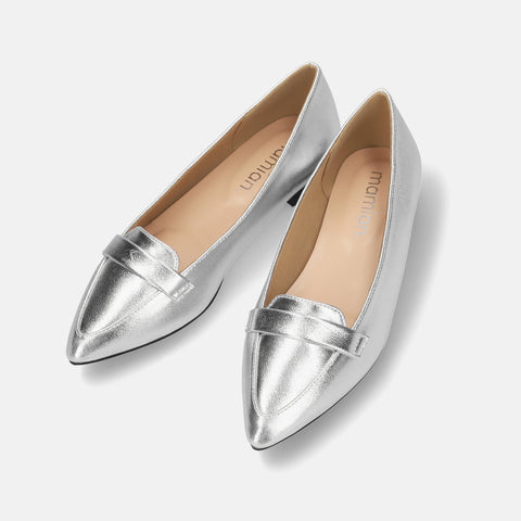 予約：2026SSBI：甲浅ポインテッドトゥ ローファー（124）シルバー/mamian（マミアン）