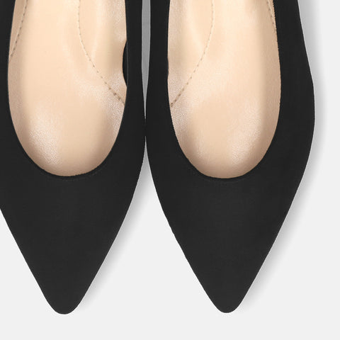 2025AW：iCoN COLORS：ポインテッドトゥ スエード フラットシューズ（C20142）ブラックS/mamian（マミアン）