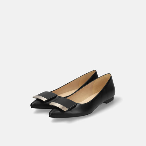 2026SS：アクセントバックル フラットシューズ（m17006）ブラック/mamian（マミアン）