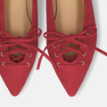 2025AW：レースアップデザイン フラットシューズ（m17060）レッドS/mamian（マミアン）