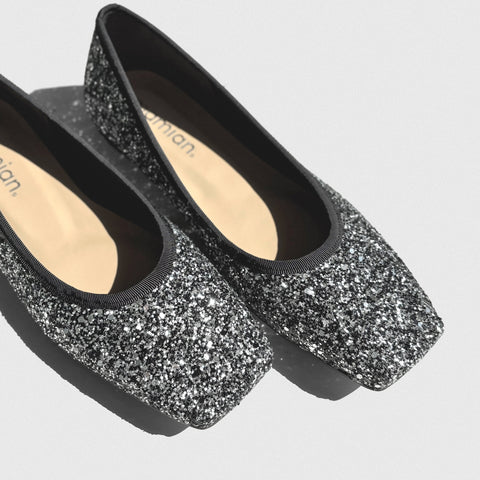 予約：2025AW：グリッター フラットシューズ（m10309）シルバーグリッター/mamian（マミアン）
