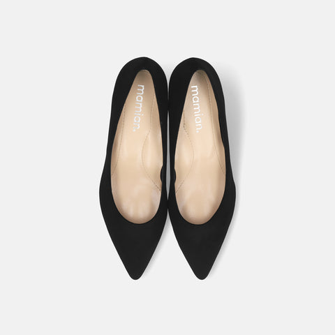2025AW：iCoN COLORS：ポインテッドトゥ スエード パンプス（C57172）ブラックS/mamian（マミアン）