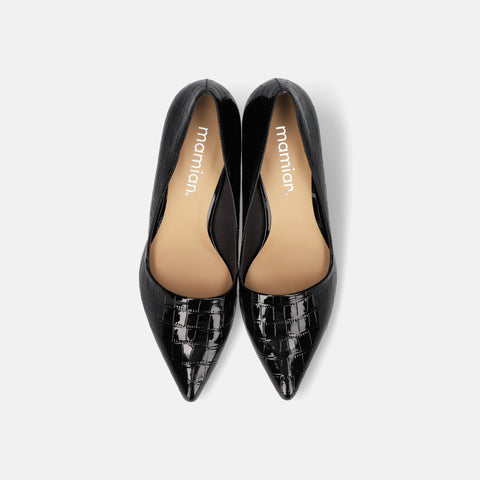 2025AW：サイドコンシャス デザイン パンプス（m45007）ブラックCR/mamian（マミアン）