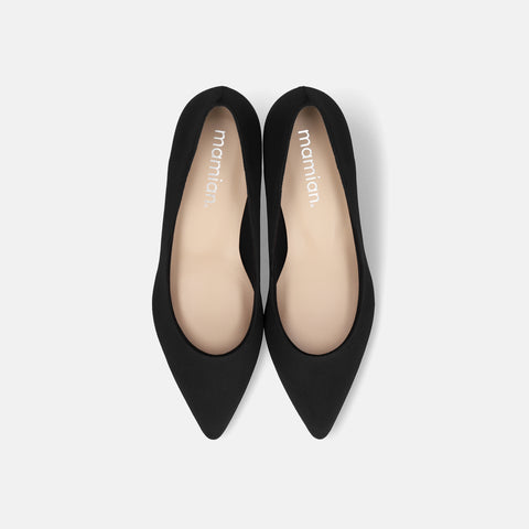 2025AW：ポインテッドトゥ スエードパンプス（m55225）ブラックS/mamian（マミアン）