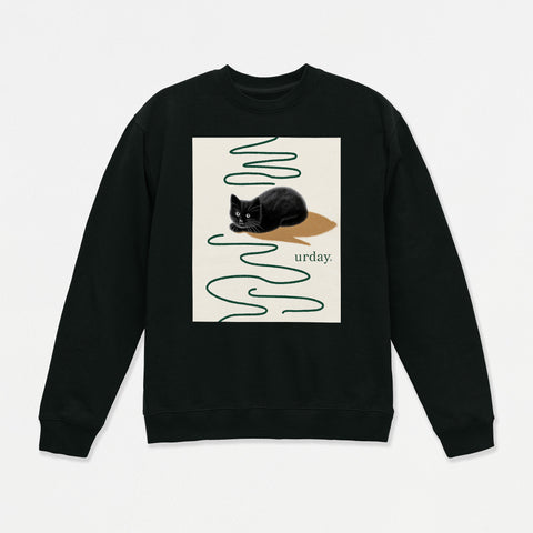 予約：urday【cat】アートワークスウェットシャツ（u-a-sw-0001-02）ブラック